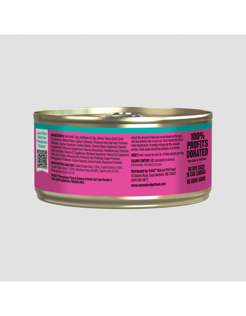 RAWZ RAWZ Canned Cat Food | Low Phosphorus Tuna & Salmon in Broth Pate 5.5 oz single