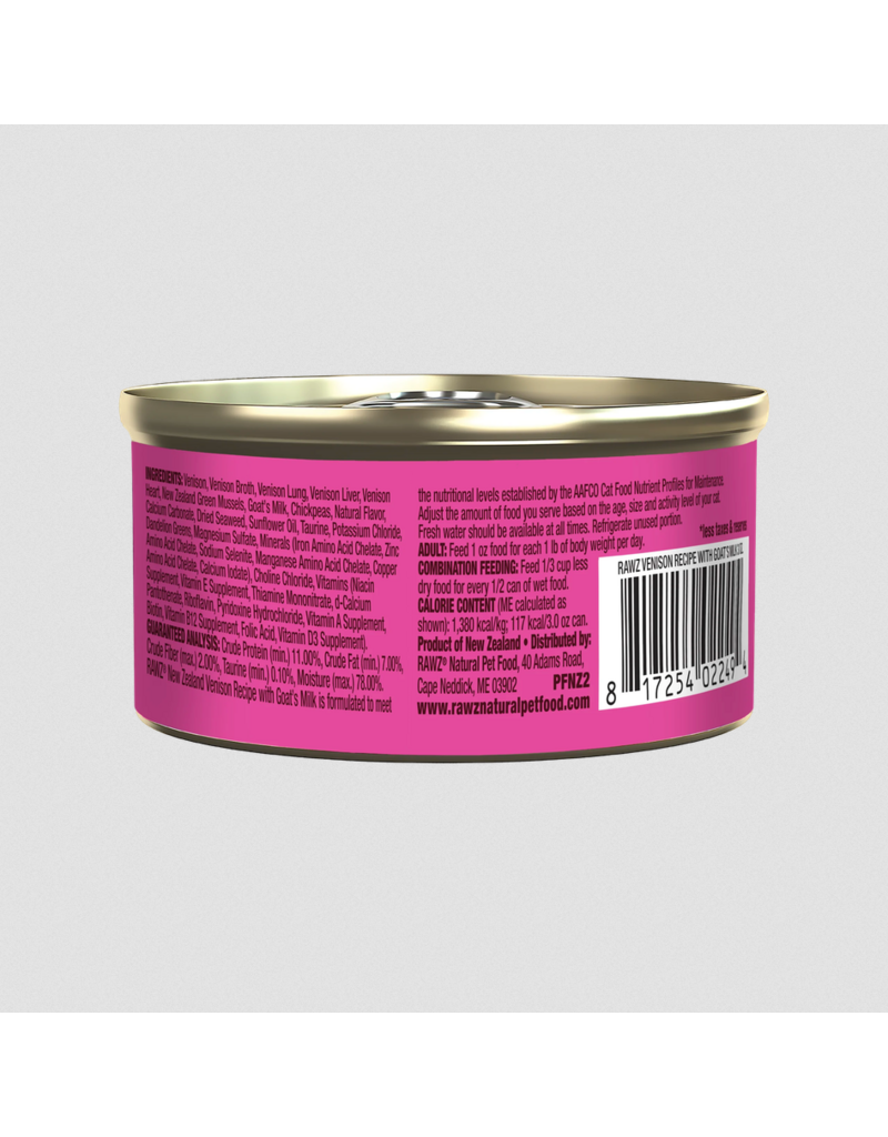 RAWZ RAWZ Canned Cat Food | Venison with Goat Milk Pate 3 oz single