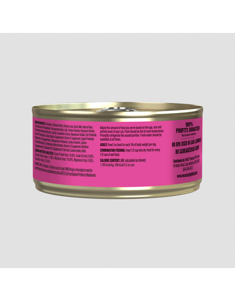 RAWZ RAWZ Canned Cat Food | Chicken, Chicken Liver & Goat Milk Pate 5.5 oz CASE/24