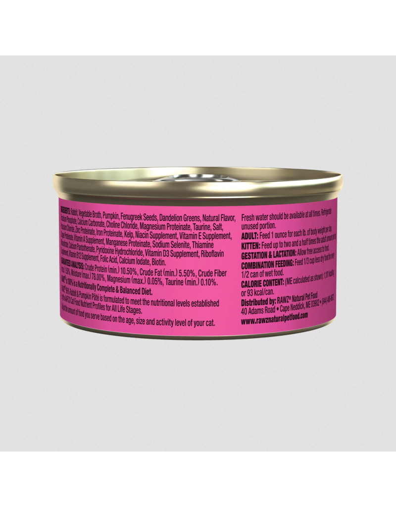 RAWZ RAWZ Canned Cat Food | Rabbit & Pumpkin Pate 3 oz single