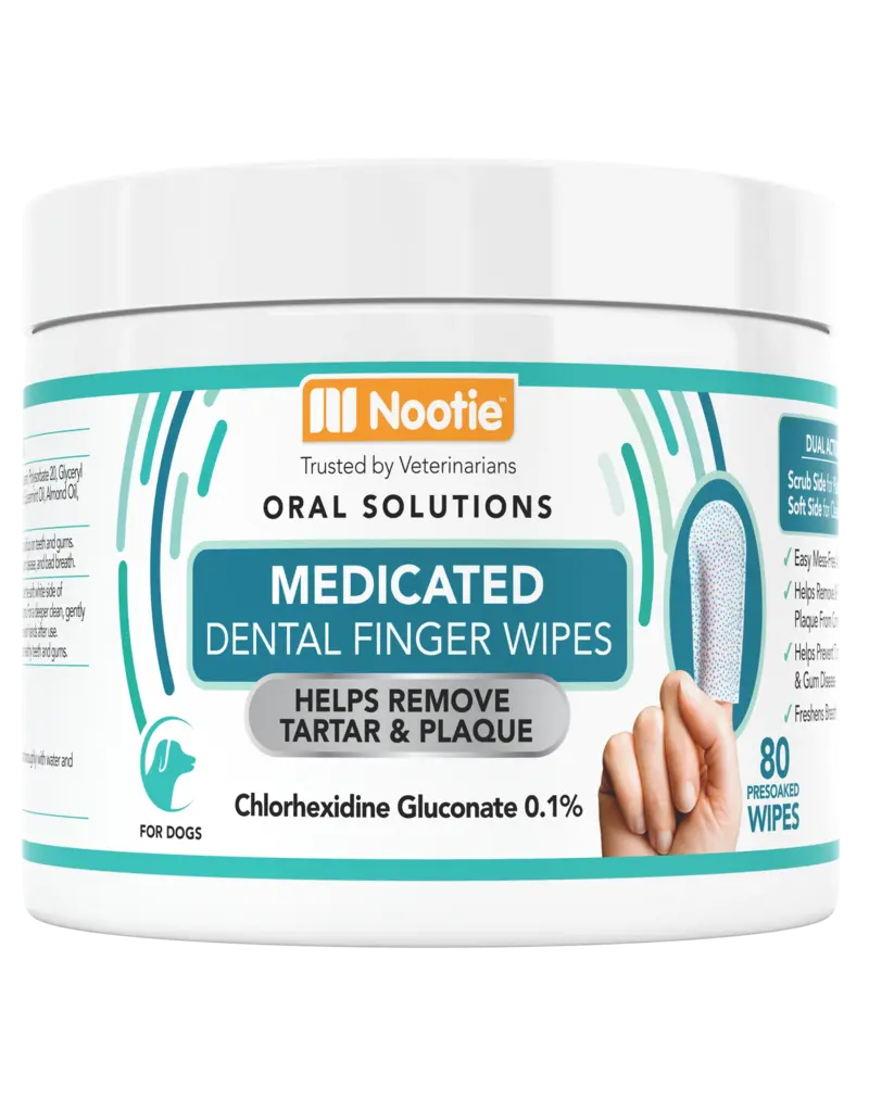 Nootie Nootie Dog Dental | Medicted Dental Finger Wipes for Dogs 80 ct