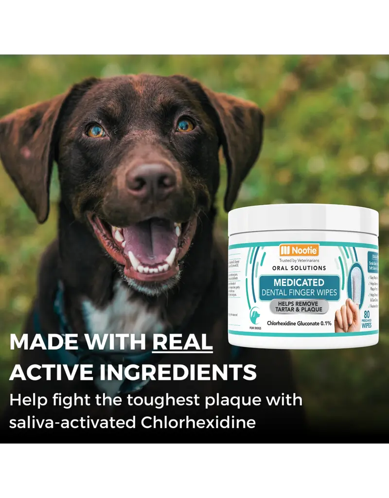 Nootie Nootie Dog Dental | Medicted Dental Finger Wipes for Dogs 80 ct