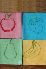 Sustainable Threads Printed Cotton Napkins, 9" x 9"  - Fruit Primary