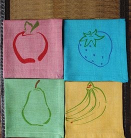 Sustainable Threads Printed Cotton Napkins, 9" x 9"  - Fruit Primary