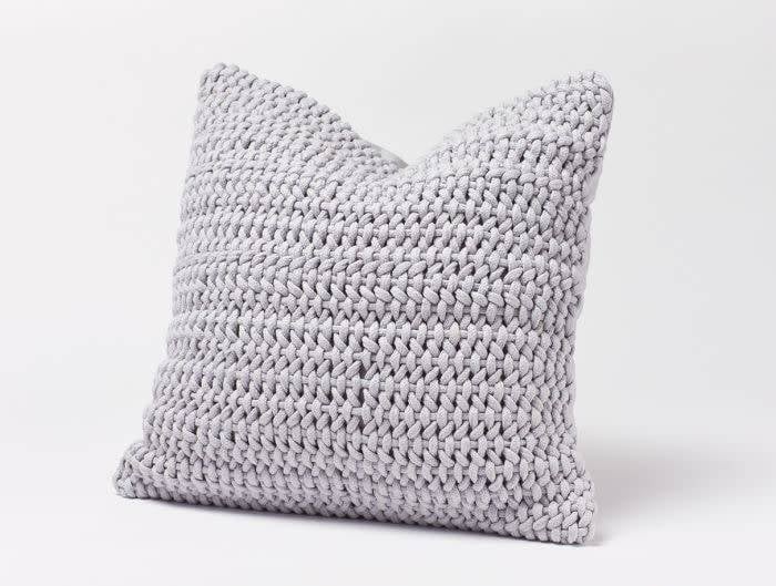 Coyuchi Woven Rope Organic Pillow Cover, 22" x 22" - Pewter