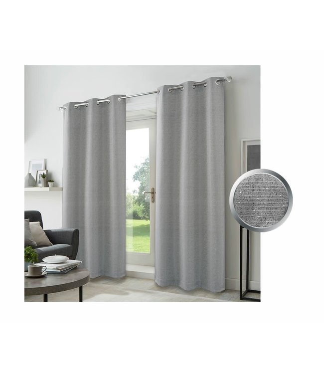 LAUREN TAYLOR CARLTON 2PK JACQUARD w/SEQUINS GROMMET WINDOW PANEL (MP6) 38X84"