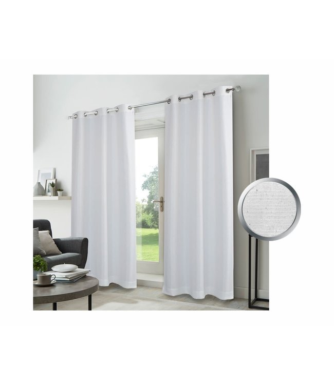 LAUREN TAYLOR CARLTON 2PK JACQUARD w/SEQUINS GROMMET WINDOW PANEL (MP6) 38X84"