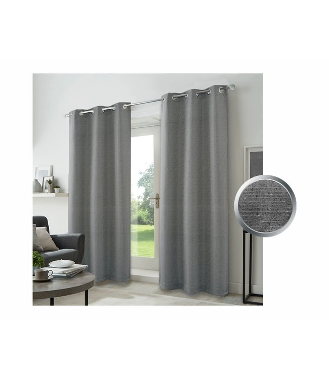 LAUREN TAYLOR CARLTON 2PK JACQUARD w/SEQUINS GROMMET WINDOW PANEL (MP6) 38X84"