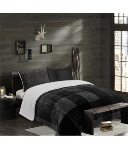 LAUREN TAYLOR ASPEN/ALPINE PLAID FLEECE REVERSE TO SHERPA COMFORTER SET (MP2)