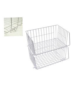 A LA CUISINE STACKABLE WHITE WIRE BASKET 18.5X16.5X8.6" (MP6)