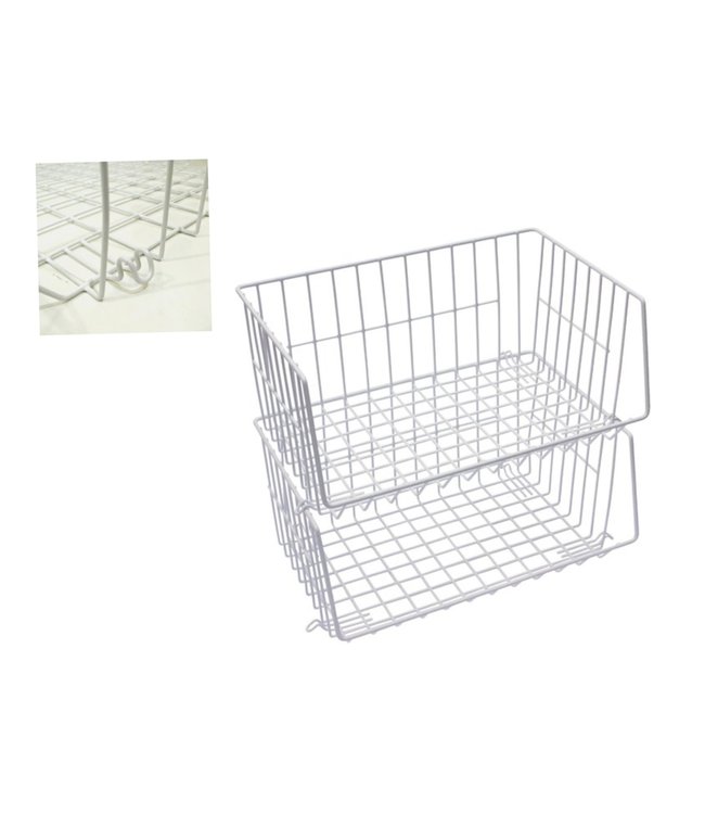 A LA CUISINE STACKABLE WHITE WIRE BASKET 18.5X16.5X8.6" (MP6)