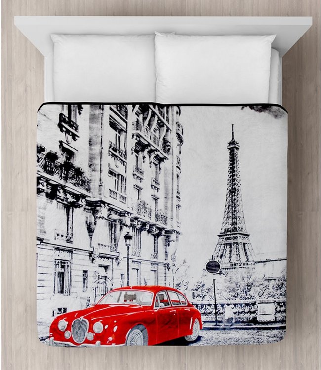 LAUREN TAYLOR *MICRO MINK BLANKET 78X94" (MP3) RED CAR IN PARIS