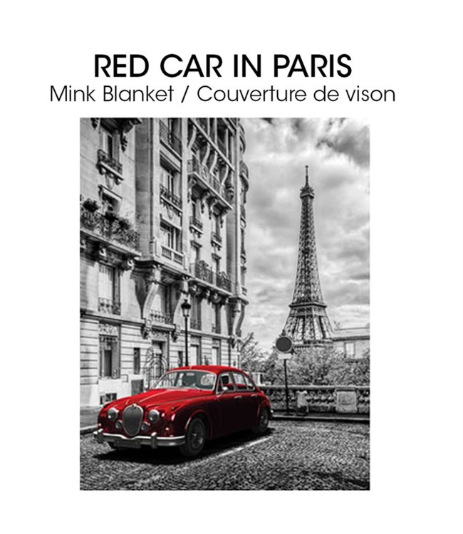 LAUREN TAYLOR *MICRO MINK BLANKET 78X94" (MP3) RED CAR IN PARIS