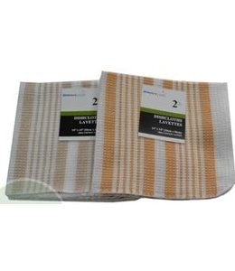 2PK STRIPE DISH CLOTH BEIGE OR GOLD 14X14" (MP72)