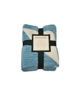 LAUREN TAYLOR PORTIA RIBBED PLUSH MICRO MINK REVERSE TO SHERPA THROW 50X60" (MP6)