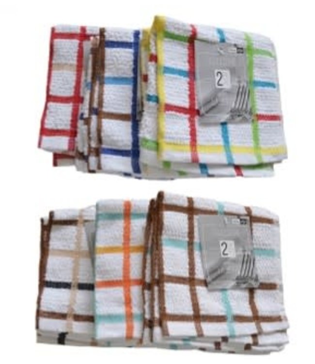 2PK CHECK DISHCLOTH WHITE 12X12" (MP48)