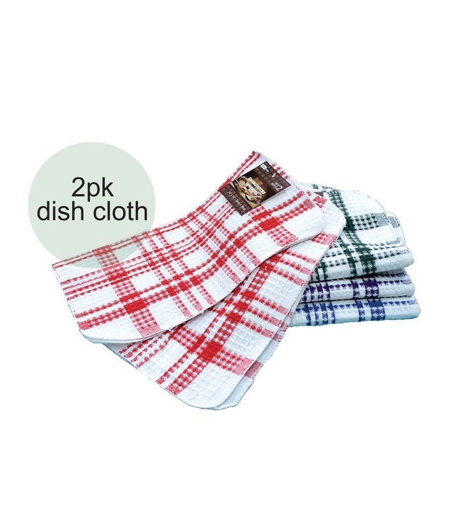 2pk CHECKERED JUMBO DISH CLOTH AST 14X14 (MP144)