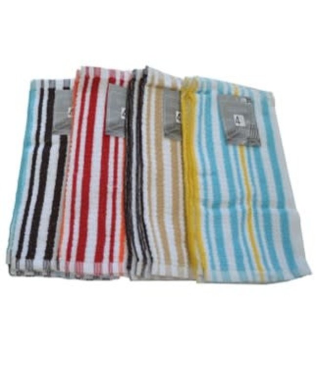 *4pk STRIPE DISH CLOTH 12X12" AST (MP48)