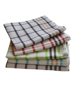 CHECK KITCHEN TOWEL AST (Black/Taupe OR Red/Taupe OR Blue/Taupe) 22X23"
