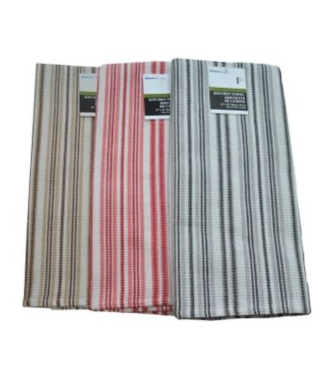 STRIPE KITCHEN TOWEL AST (BEIGE/RED/GREY) 23X32" (MP144)