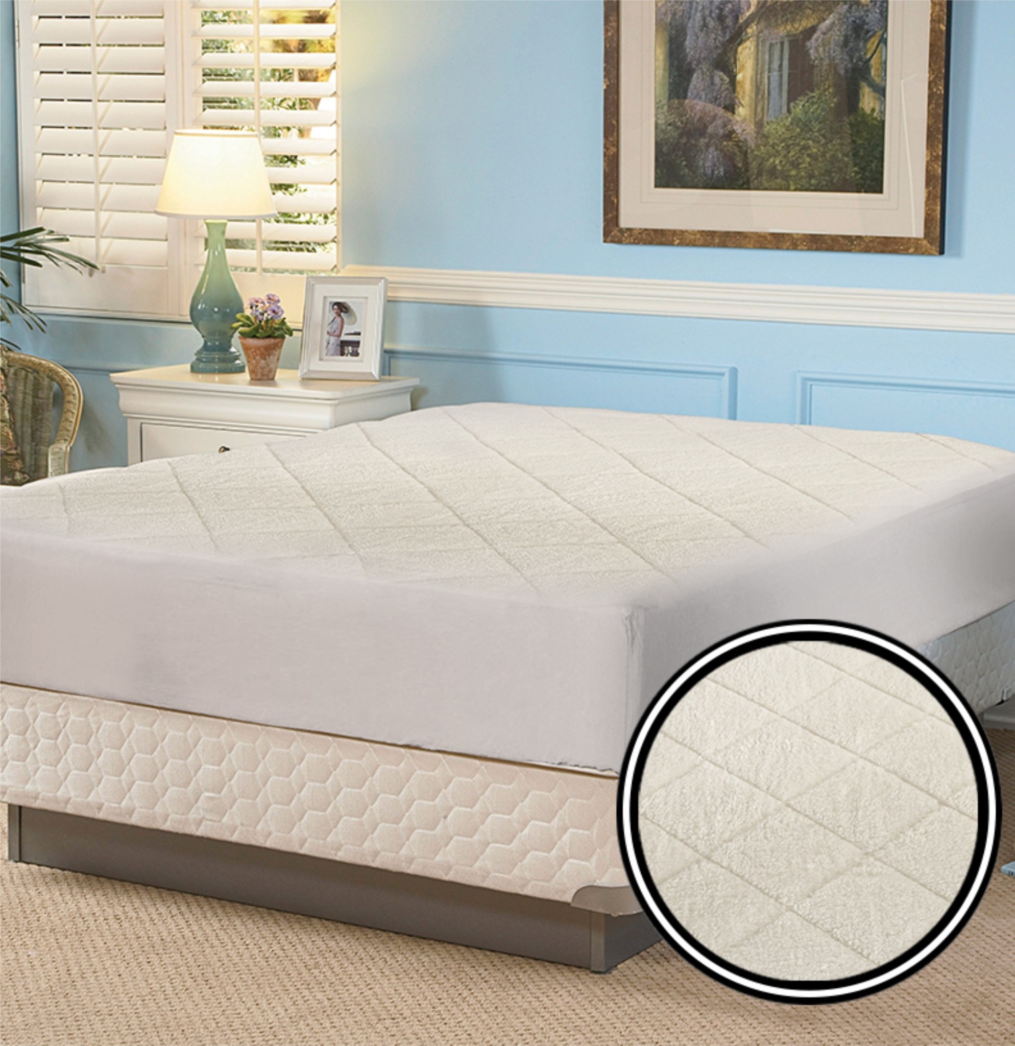 SHERPA REVERSIBLE MATTRESS PAD WHITE (MP6) Oxford Mills Home Fashion