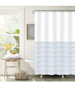 LAUREN TAYLOR WAVES SHOWER CURTAIN AST 70X72"