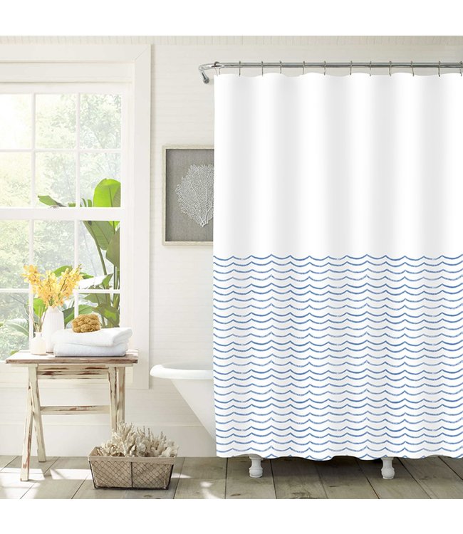 LAUREN TAYLOR WAVES SHOWER CURTAIN AST 70X72" (MP12)