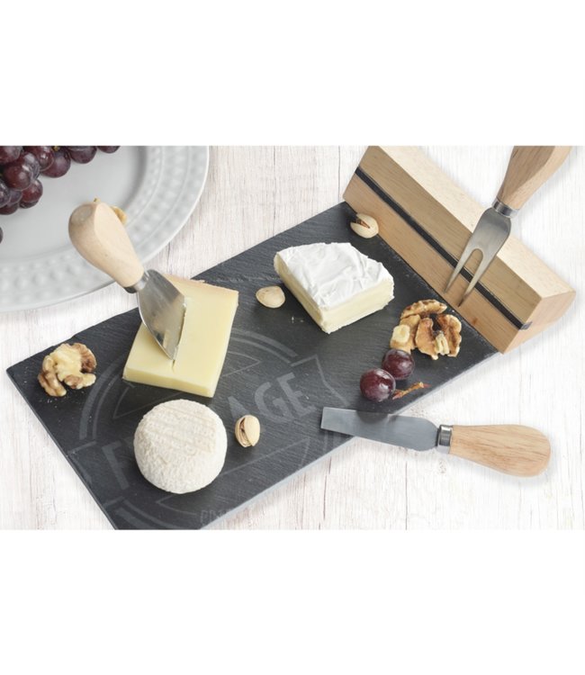 A LA CUISINE MAGNETIC 4pc CHEESE SERVING SET  BLACK 12X6" (MP6)