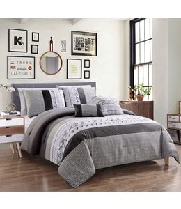 LAUREN TAYLOR SIRENA 5pc JACQUARD COMFORTER SET GREY (MP2)