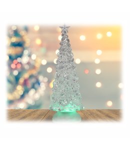 HOLIDAY LED COLOUR CHANGING GLITTER TREE WHITE 4X12" (MP8)