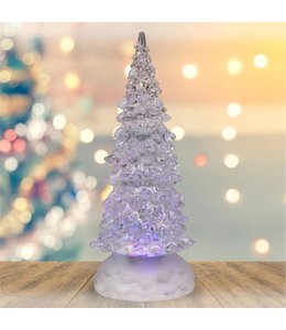 HOLIDAY LED COLOUR CHANGING GLITTER TREE WHITE 8.5" (MP12)