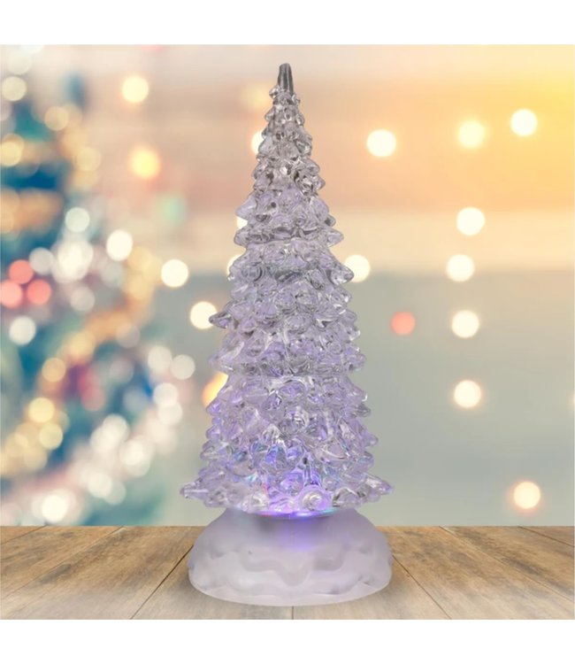 HOLIDAY LED COLOUR CHANGING GLITTER TREE WHITE 8.5" (MP12)