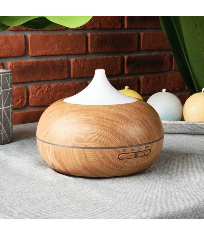LAUREN TAYLOR AROMA DIFFUSER w/LED WHITE/WOOD (MP8) 400ml