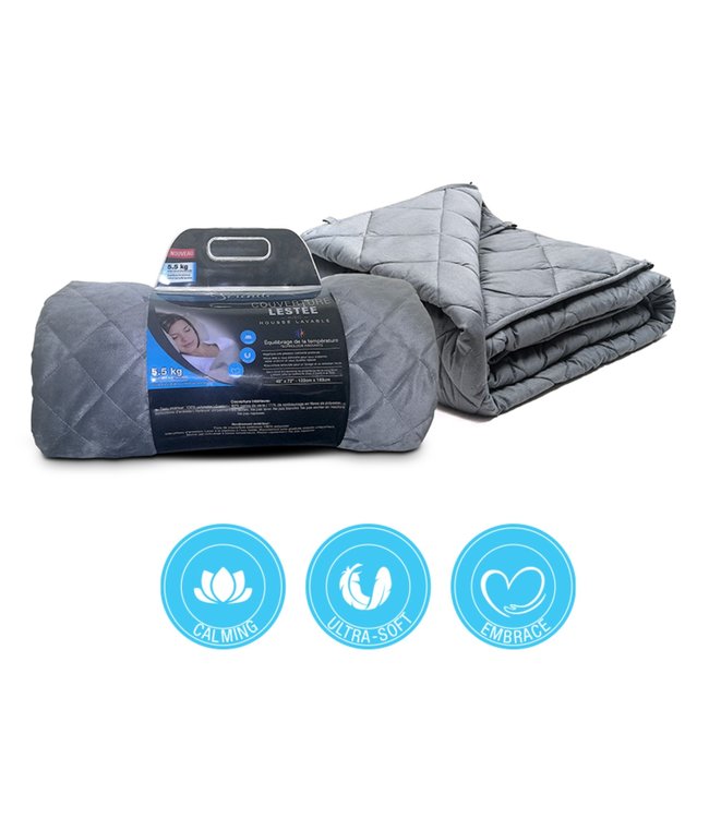 SERENITY 15lb WEIGHTED BLANKET GREY 60X80" (MP2)