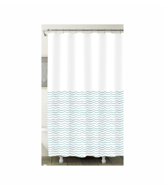 LAUREN TAYLOR WAVES SHOWER CURTAIN AST 70X72" (MP12)