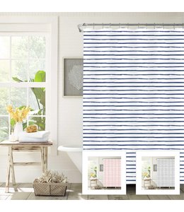 LAUREN TAYLOR LISE STRIPE SHOWER CURTAIN 70X72" AST