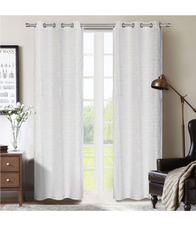 LAUREN TAYLOR 2pk MARSEILLE JACQUARD GROMMET WINDOW PANEL