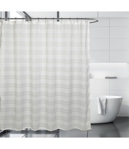 GOSSAMER POLY SHEER FABRIC SHOWER CURTAIN WHITE/GREY