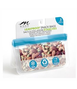 *LEAK PROOF 3pk EVA SNACK BAG 8X4.9" CLEAR