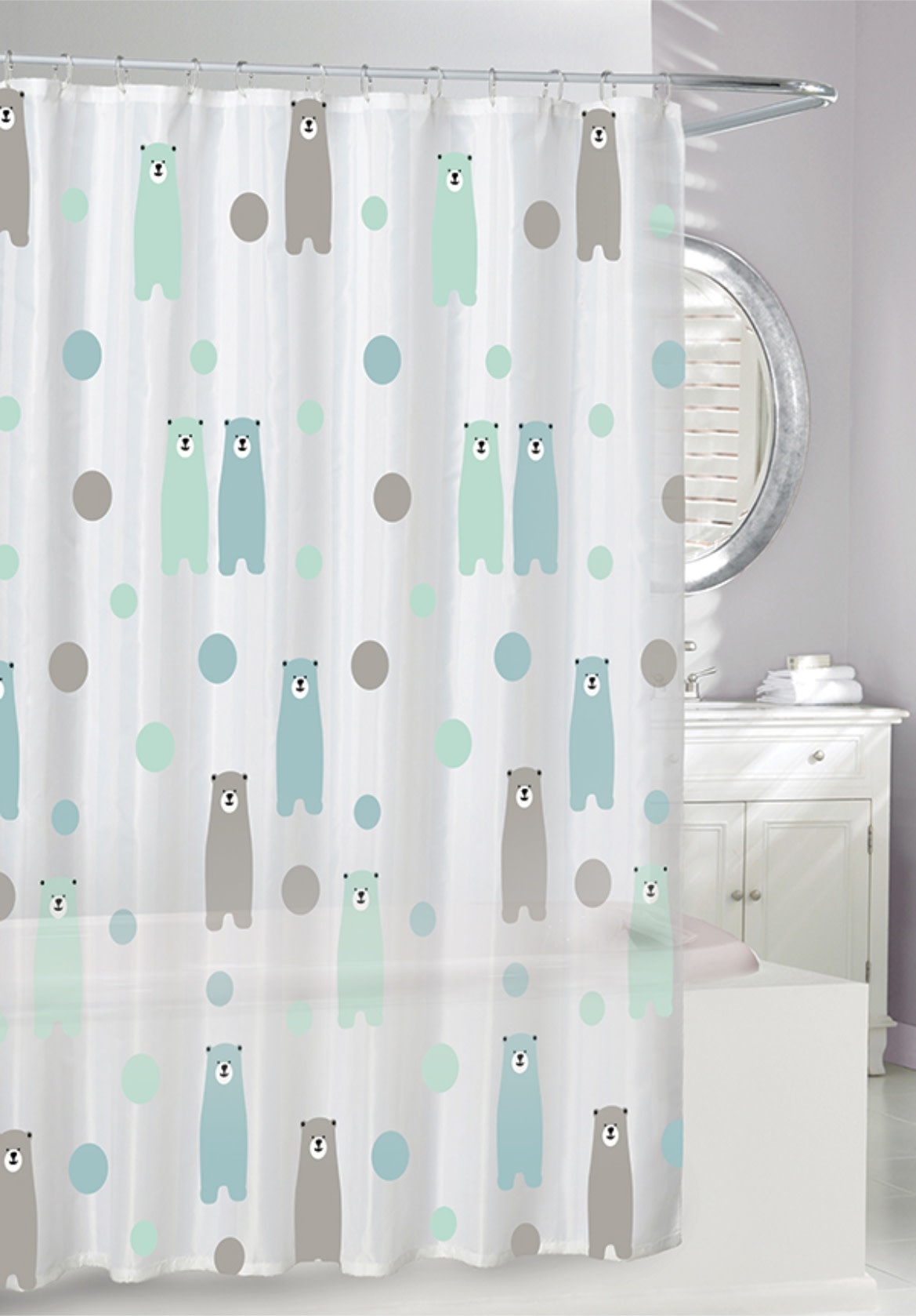 Aqua and grey shower curtain deals