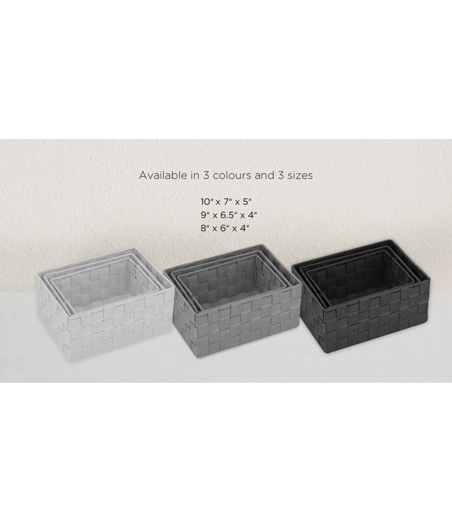 LAUREN TAYLOR 3pc STORAGE BASKET SET 10X7X5" - 9X6.5X4" - 8X6X4"