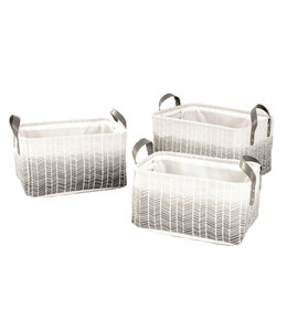 LAUREN TAYLOR CHEVRON STORAGE BASKET GREY