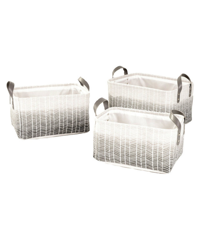 LAUREN TAYLOR CHEVRON STORAGE BASKET GREY