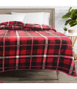 LAUREN TAYLOR MINK BLANKET 78X94" CAMDYN RED PLAID