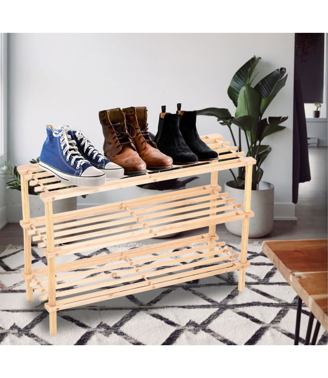 THREE TIER WOODEN SHOE RACK 29X10X19"