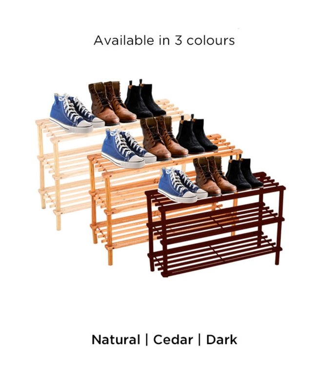 THREE TIER WOODEN SHOE RACK 29X10X19"