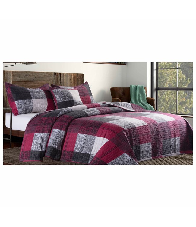 RUSTIC CABIN CHANTECLAIR PATCHWORK QUILT SET MULTI