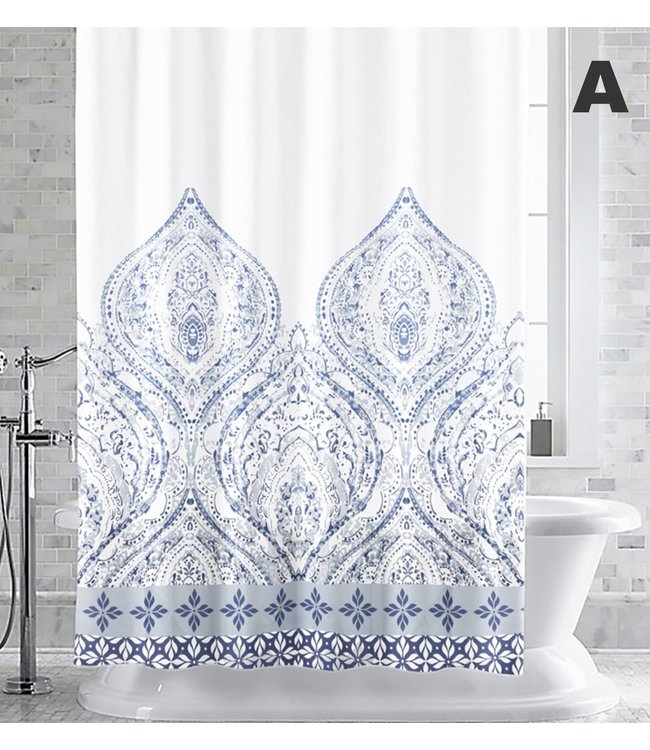 LAUREN TAYLOR MIDNIGHT COLLECTION CLEMENT PRINTED SHOWER CURTAIN AST (MP12)