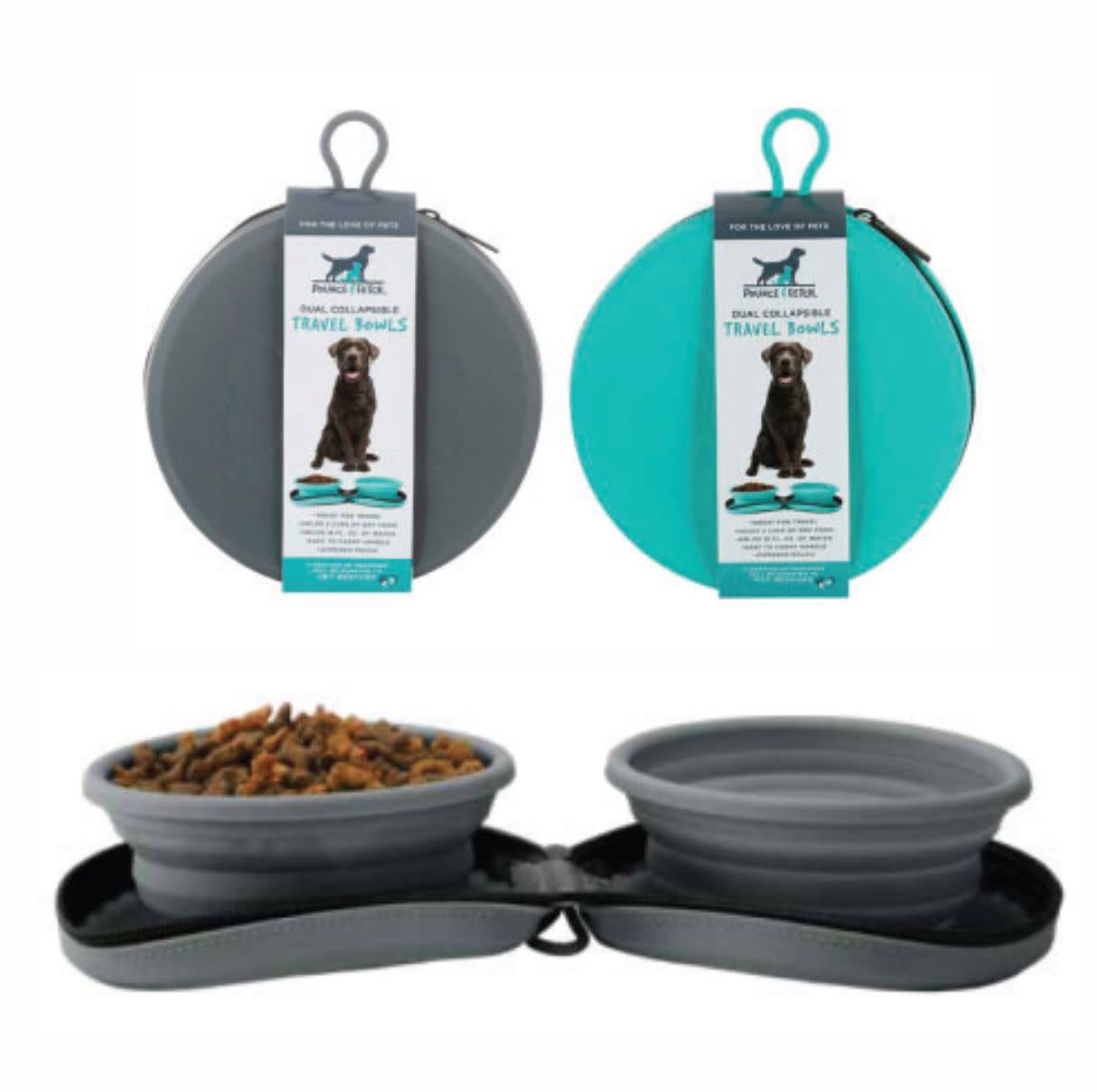 COLLAPSIBLE PET TRAVEL BOWL SET WITH ZIPPER CLOSURE Oxford Mills Home