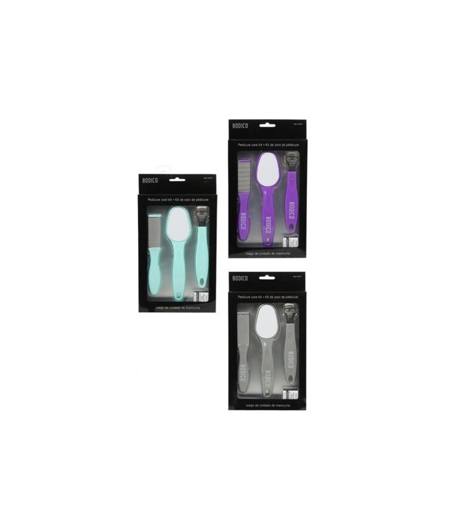 3pc PEDICURE CARE SET w/CALLUS SHAVER, RASP, & FILE